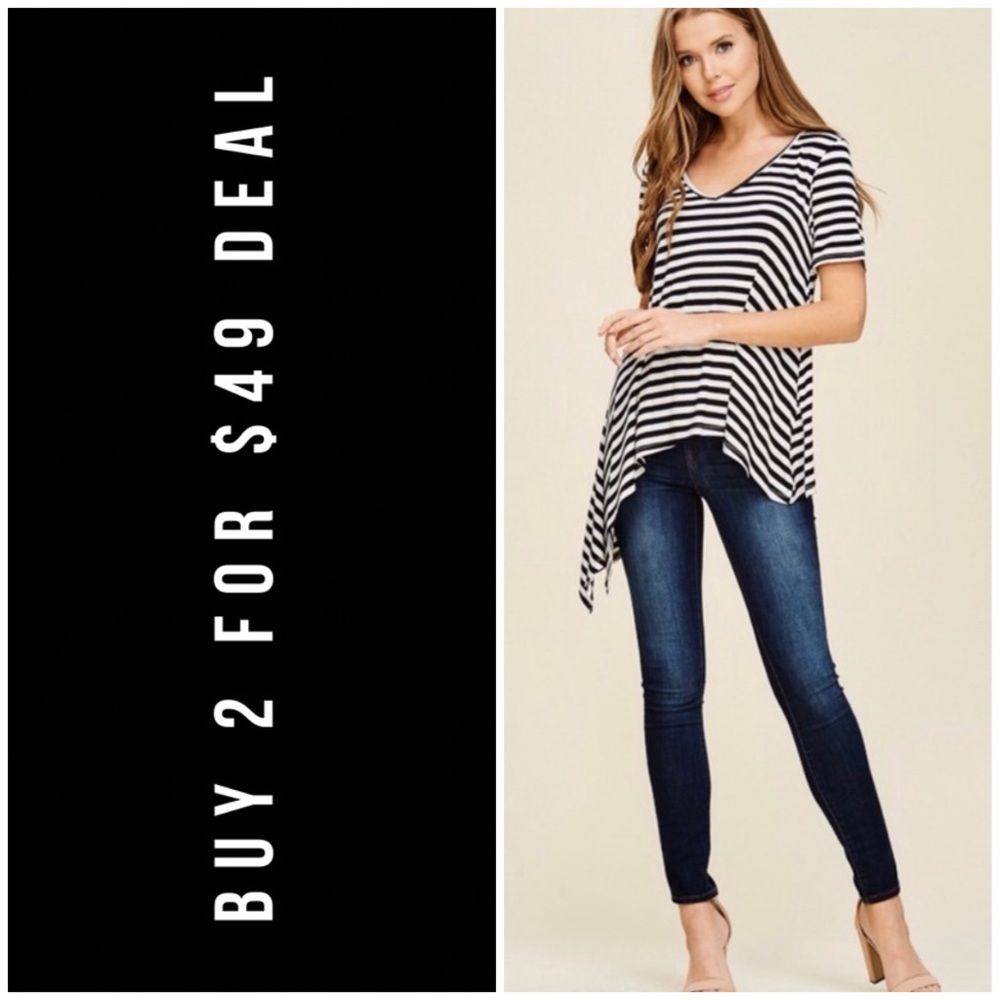 ☀️LAST1️⃣//STRIPED ASYMMETRICAL TOP